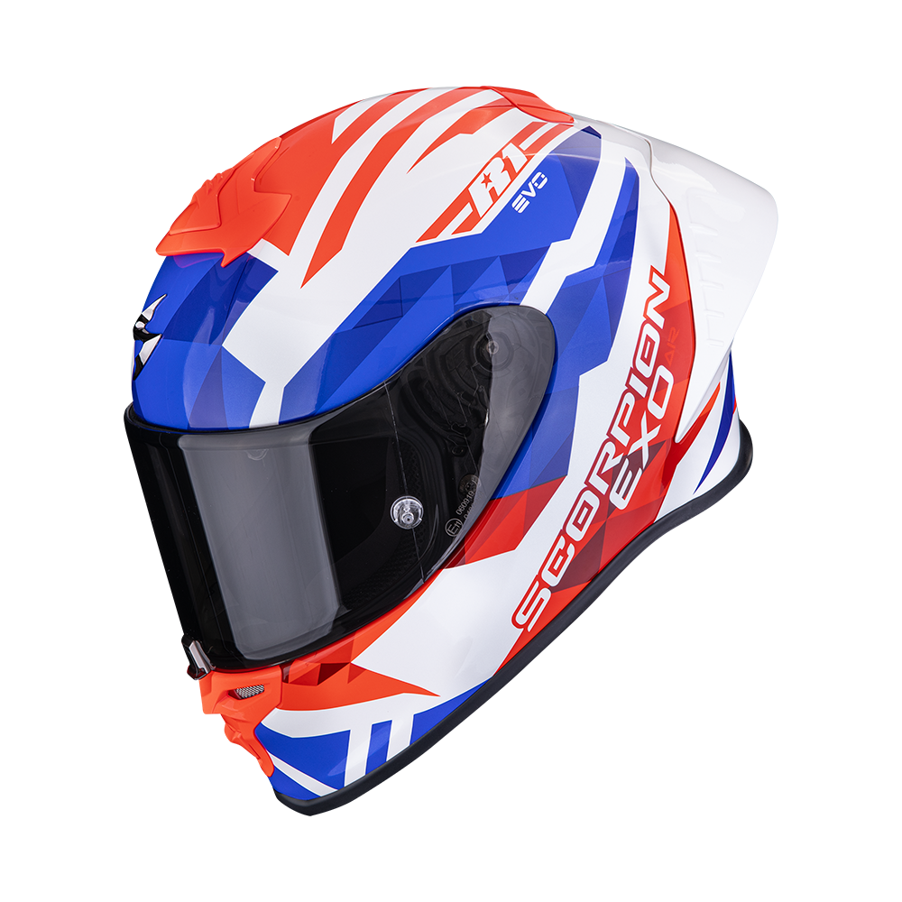Casco Moto Integrale SCORPION EXO R1 EVO 2 AIR VALERE Bianco Rosso Blu