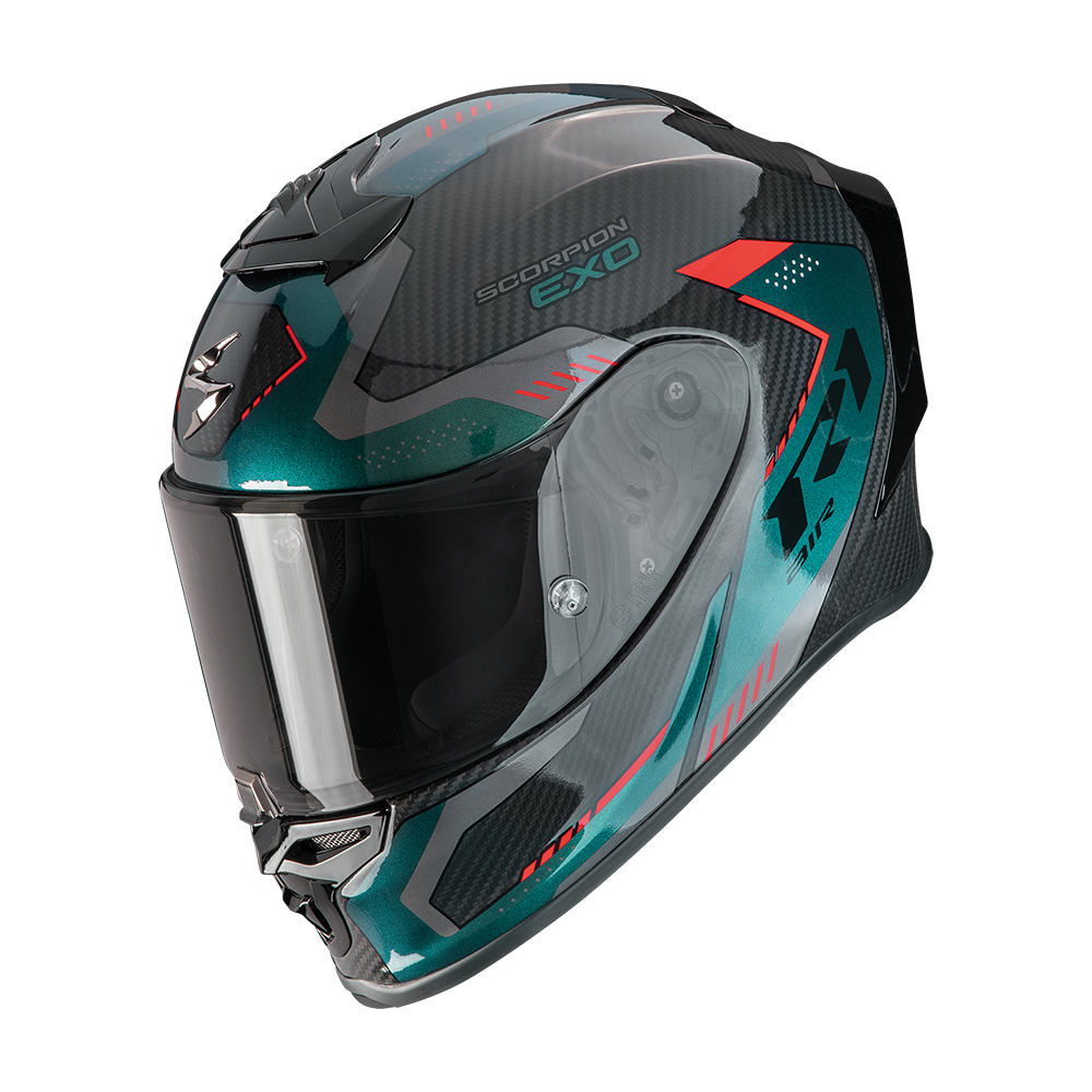 Casco Moto Integrale SCORPION EXO R1 EVO CARBON AIR PROPEL Nero Verde