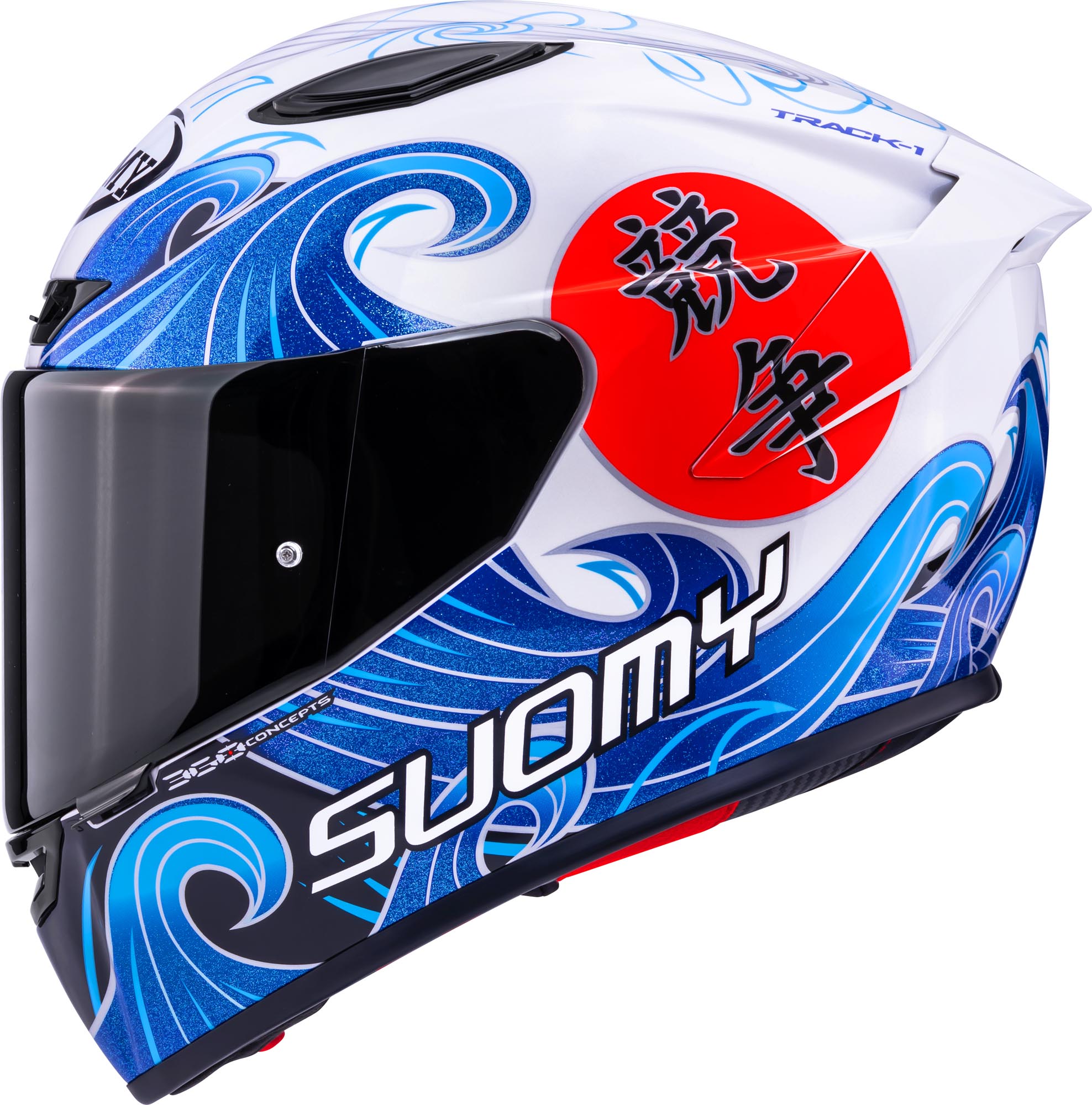 Casco Moto Integrale SUOMY TRACK-1 WAVES WHITE Lucido