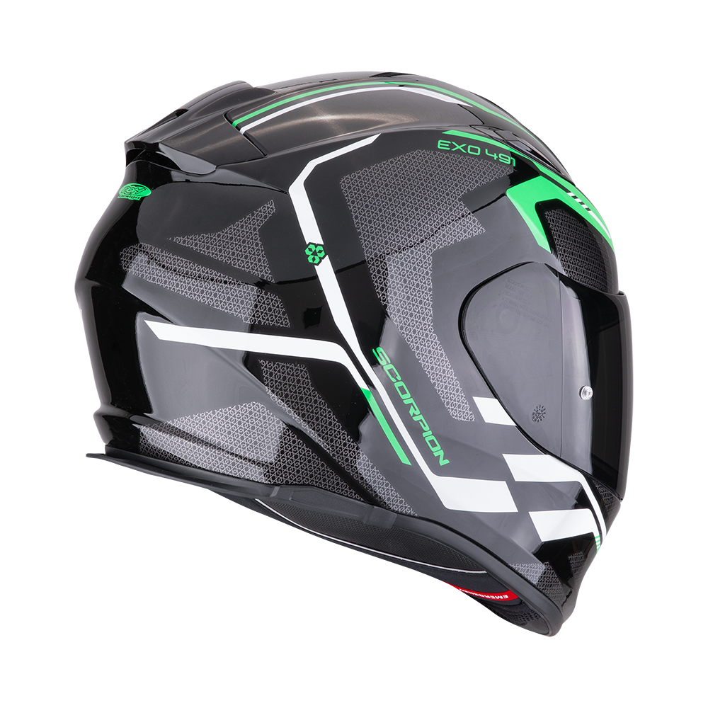 Casco Moto Integrale Scorpion EXO 491 KRIPTA Nero Verde Bianco