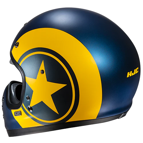 Casco Moto Integrale Vintage HJC V60 NYX MC3SF Blu Giallo Opaco