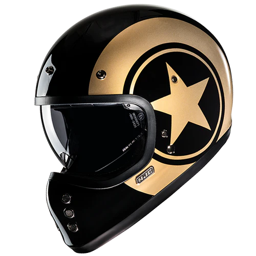 Casco Moto Integrale Vintage HJC V60 NYX MC9 Nero Oro Lucido