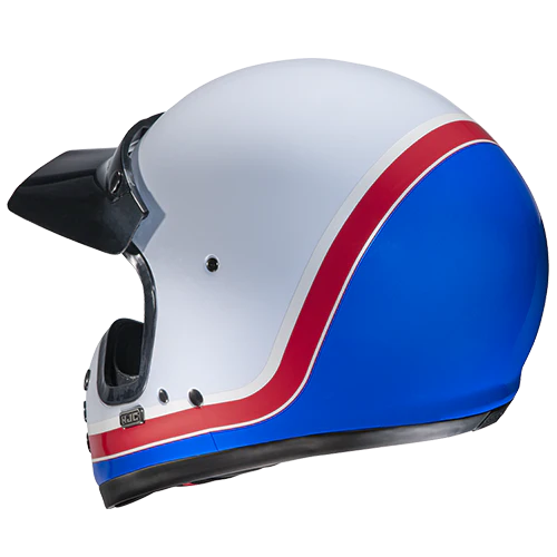 Casco Moto Integrale Vintage HJC V60 SCOBY MC21 Bianco Rosso Blu Lucido