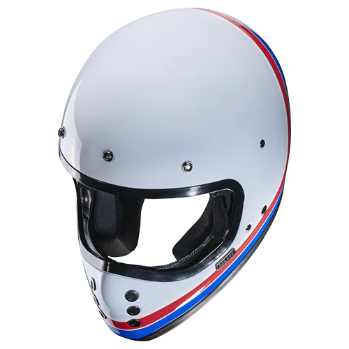 Casco Moto Integrale Vintage HJC V60 SCOBY MC21 Bianco Rosso Blu Lucido