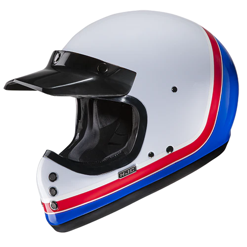 Casco Moto Integrale Vintage HJC V60 SCOBY MC21 Bianco Rosso Blu Lucido