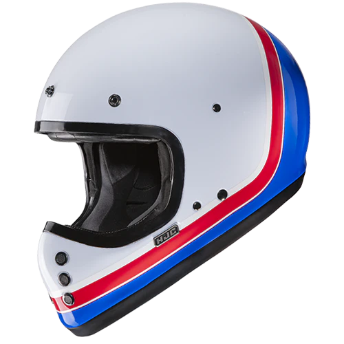 Casco Moto Integrale Vintage HJC V60 SCOBY MC21 Bianco Rosso Blu Lucido