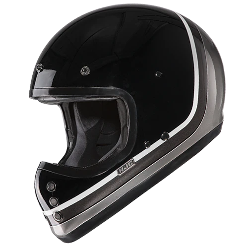 Casco Moto Integrale Vintage HJC V60 SCOBY MC5 Nero Grigio Antracite Lucido