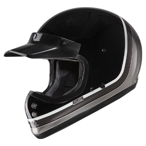 Casco Moto Integrale Vintage HJC V60 SCOBY MC5 Nero Grigio Antracite Lucido