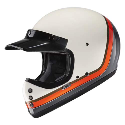 Casco Moto Integrale Vintage HJC V60 SCOBY MC7 Beige Grigio Arancio Lucido