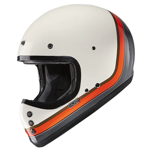 Casco Moto Integrale Vintage HJC V60 SCOBY MC7 Beige Grigio Arancio Lucido