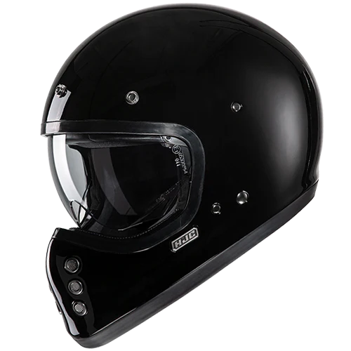 Casco Moto Integrale Vintage HJC V60 SOLID BLACK Nero Lucido