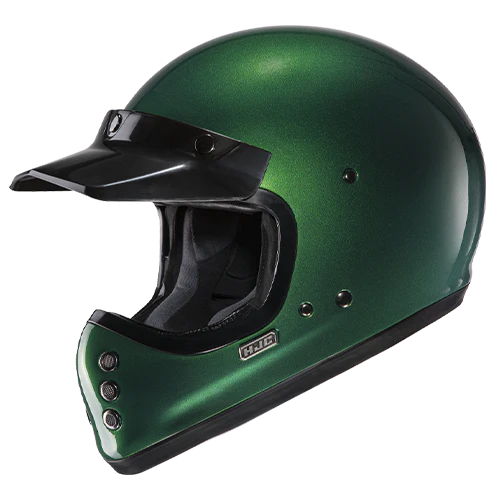 Casco Moto Integrale Vintage HJC V60 SOLID DEEP GREEN Verde Metallizzato