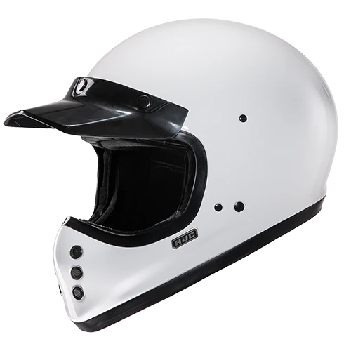 Casco Moto Integrale Vintage HJC V60 SOLID WHITE Bianco Lucido