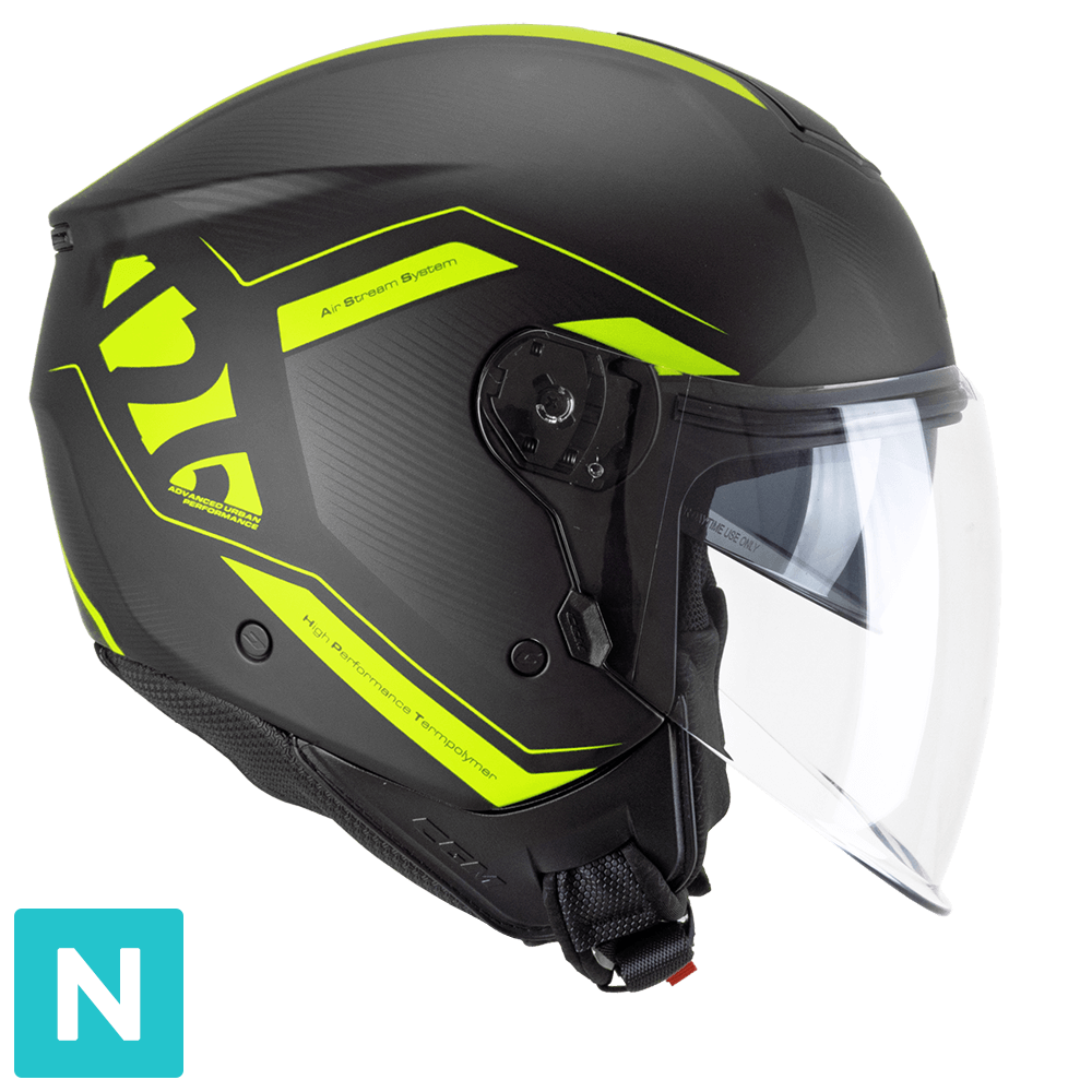 Casco Moto Jet CGM 126G IPE CITY Nero Giallo Fluo Opaco