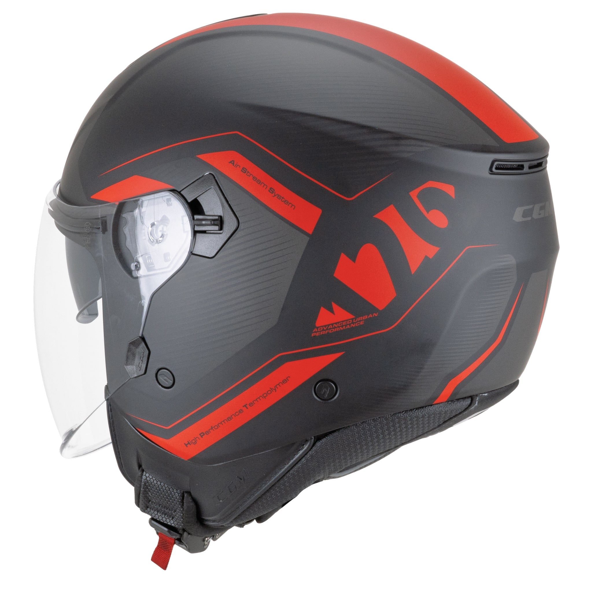 Casco Moto Jet CGM 126G IPE CITY Nero Rosso Opaco