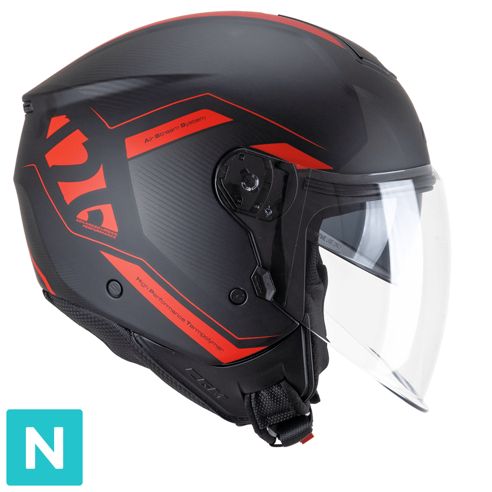 Casco Moto Jet CGM 126G IPE CITY Nero Rosso Opaco
