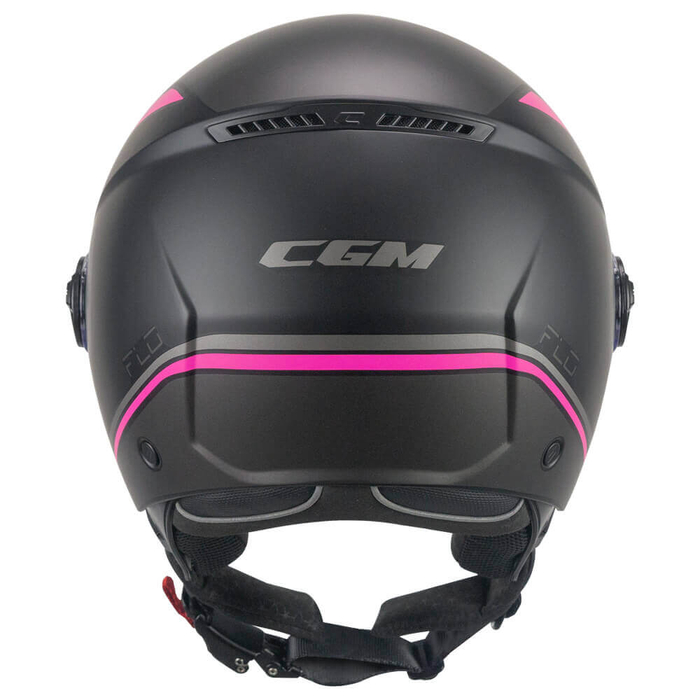 Casco Moto Jet CGM 167M FLO DOT Nero Fucsia Fluo Opaco Visiera Sagomata