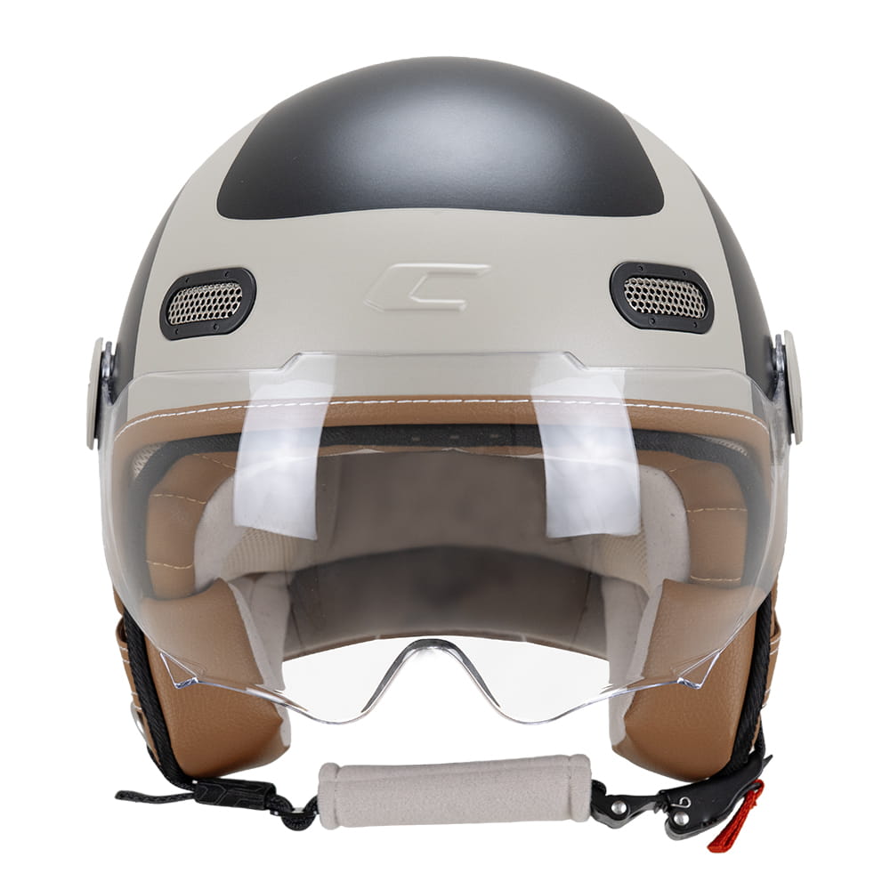 Casco Moto Jet CGM 191G PIX SPRINT Beige Nero Opaco Sagomata