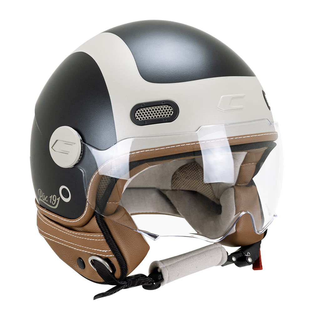 Casco Moto Jet CGM 191G PIX SPRINT Beige Nero Opaco Sagomata