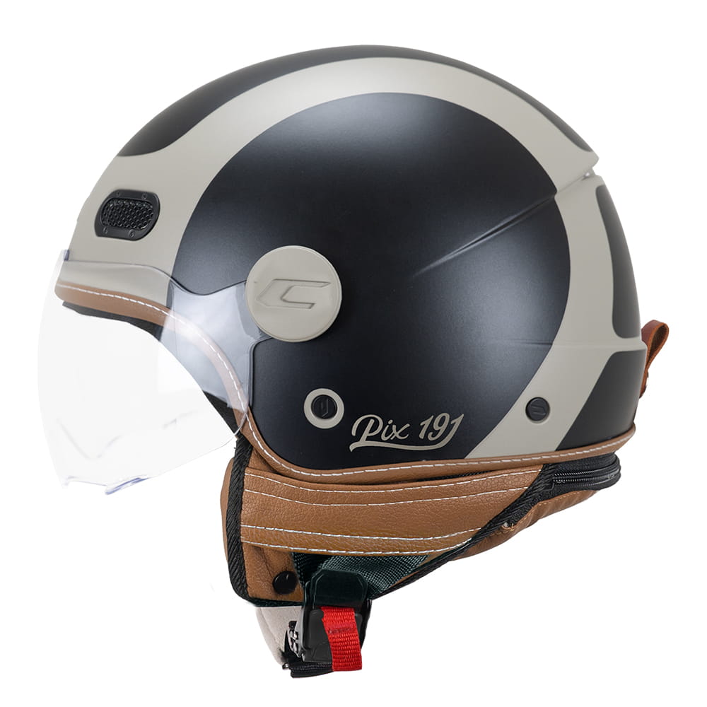 Casco Moto Jet CGM 191G PIX SPRINT Beige Nero Opaco Sagomata
