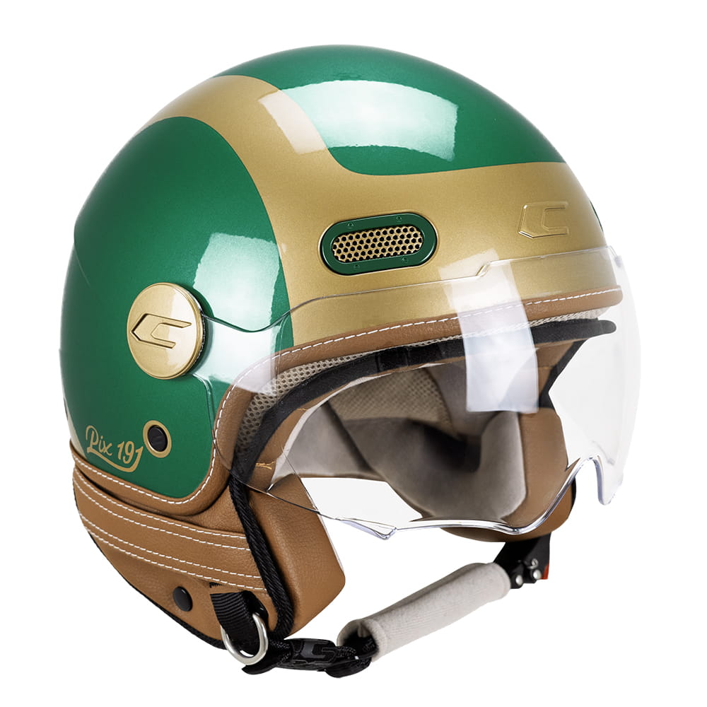 Casco Moto Jet CGM 191G PIX SPRINT Verde Oro Sagomata