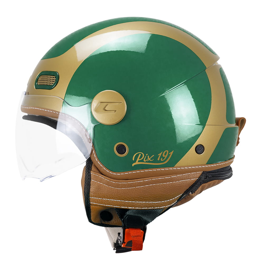 Casco Moto Jet CGM 191G PIX SPRINT Verde Oro Sagomata