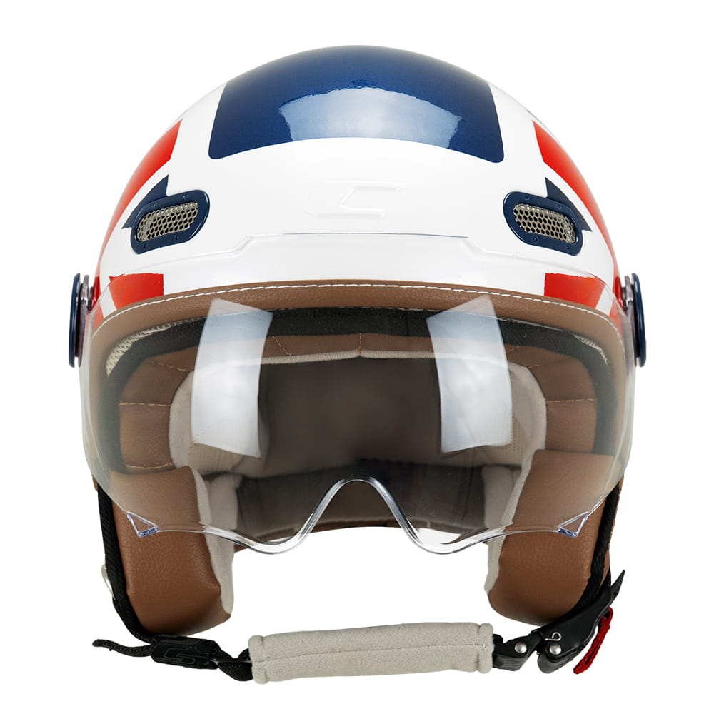 Casco Moto Jet CGM 191K PIX UK Bianco Blu Rosso Sagomata