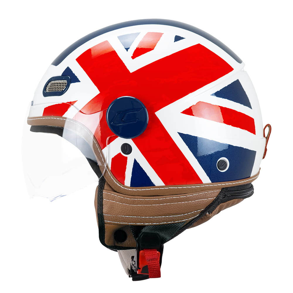 Casco Moto Jet CGM 191K PIX UK Bianco Blu Rosso Sagomata