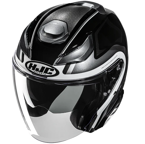 Casco Moto Jet HJC F31 BASK MC5 Nero Argento Bianco Lucido