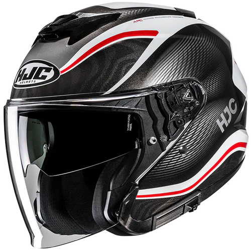 Casco Moto Jet HJC i31 DEPE MC1 Nero Bianco Rosso Lucido