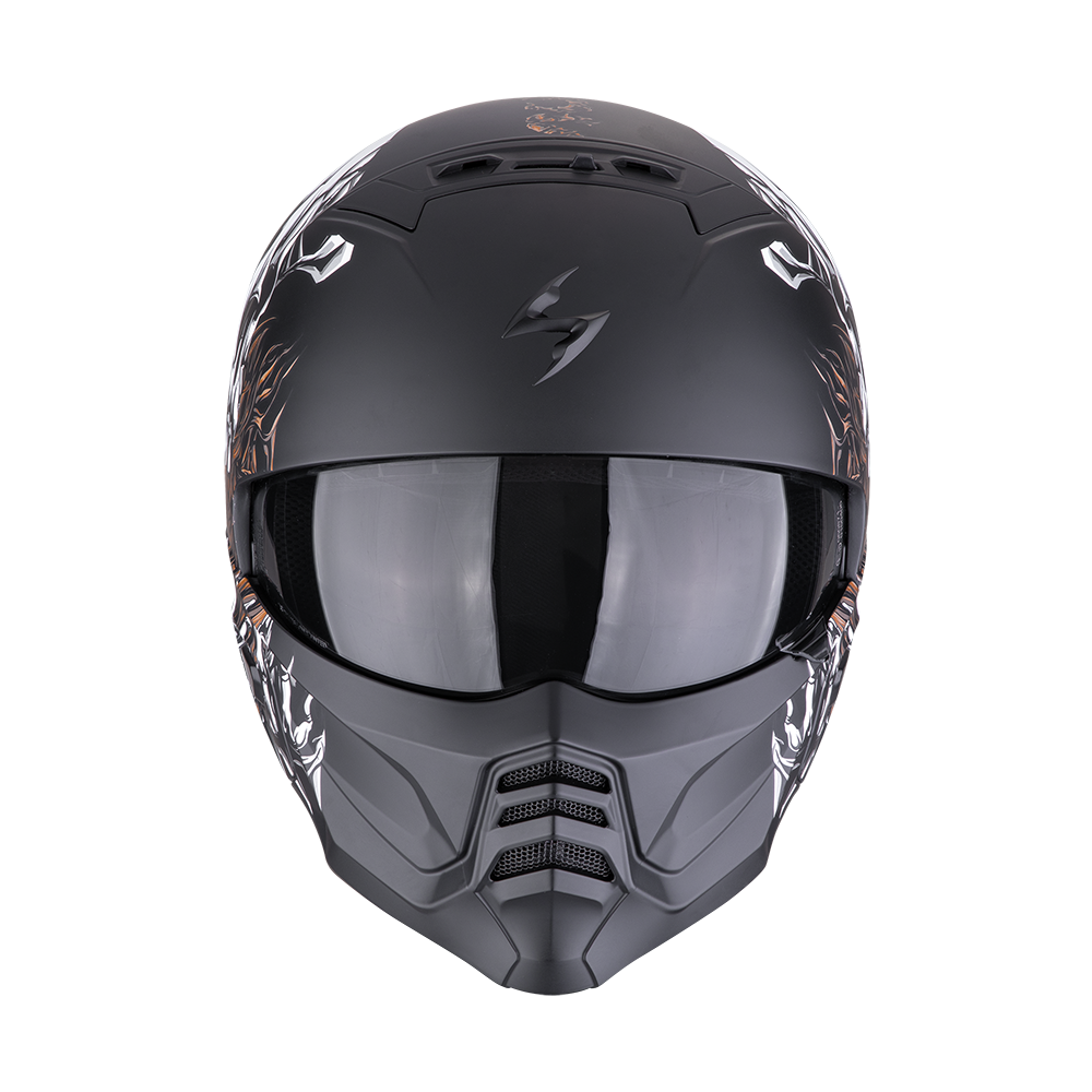 Casco Moto Jet SCORPION EXO COMBAT 2 GENESIS Nero Opaco Bianco Oro
