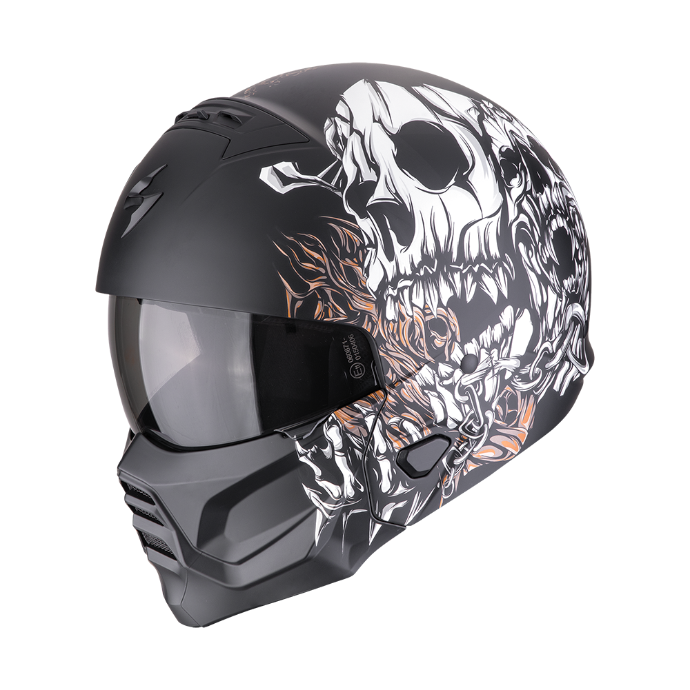Casco Moto Jet SCORPION EXO COMBAT 2 GENESIS Nero Opaco Bianco Oro