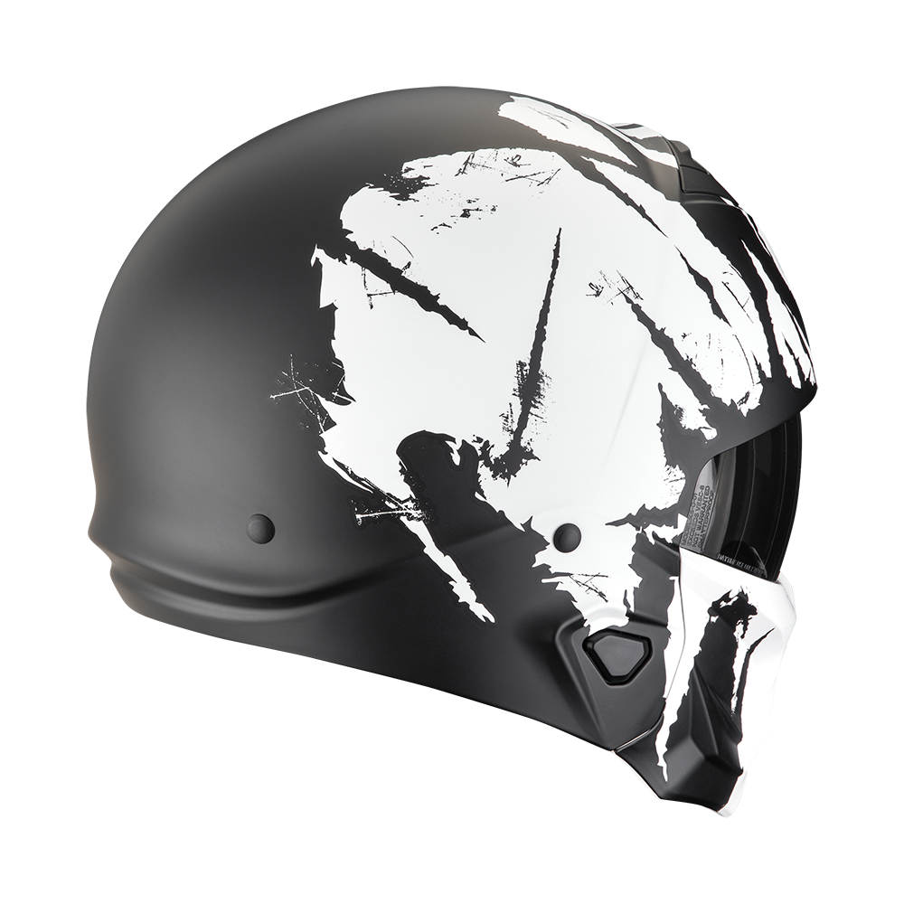 Casco Moto Jet SCORPION EXO COMBAT 2 MARAUDER Nero Opaco Bianco