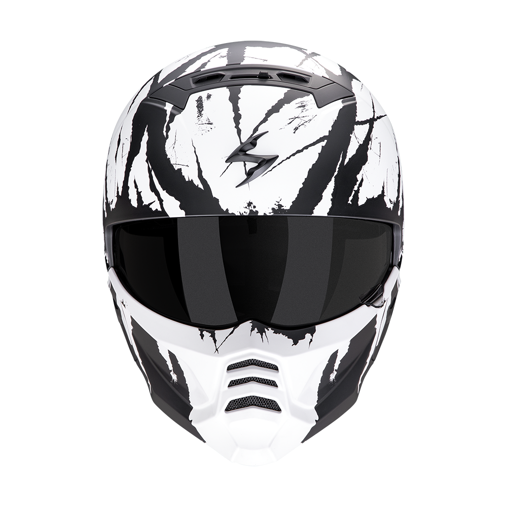 Casco Moto Jet SCORPION EXO COMBAT 2 MARAUDER Nero Opaco Bianco