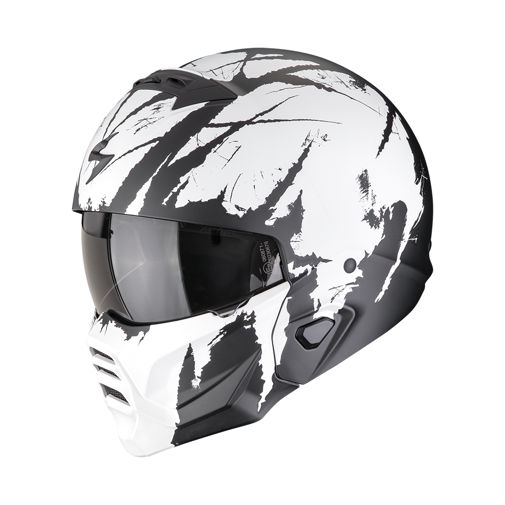 Casco Moto Jet SCORPION EXO COMBAT 2 MARAUDER Nero Opaco Bianco