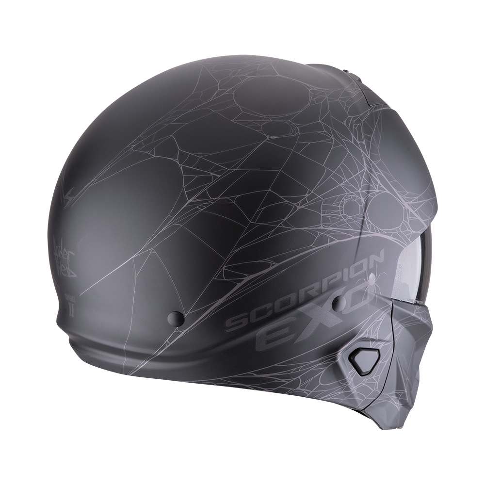 Casco Moto Jet SCORPION EXO COMBAT 2 SPIDERWEB Nero Opaco Argento