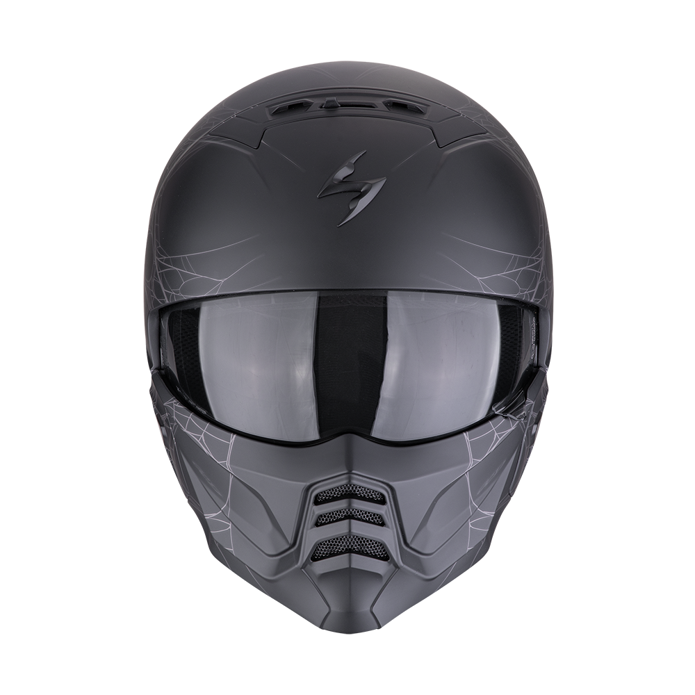 Casco Moto Jet SCORPION EXO COMBAT 2 SPIDERWEB Nero Opaco Argento