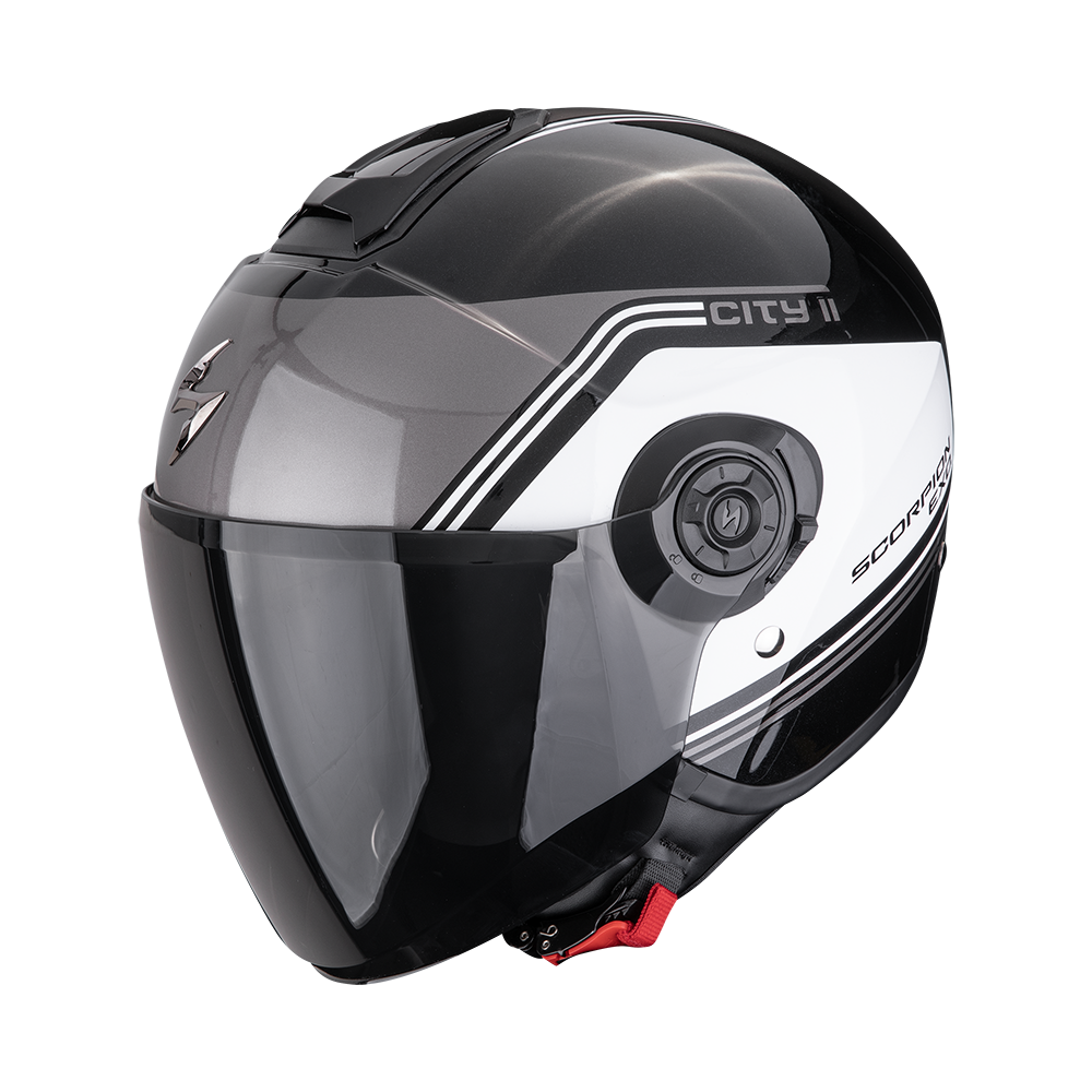 Casco Moto Jet Scorpion EXO CITY 2 VITA Nero Metallizzato Bianco