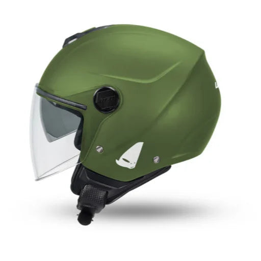 Casco Moto Jet UFO NIXIE Verde Militare Con Parasole Interno
