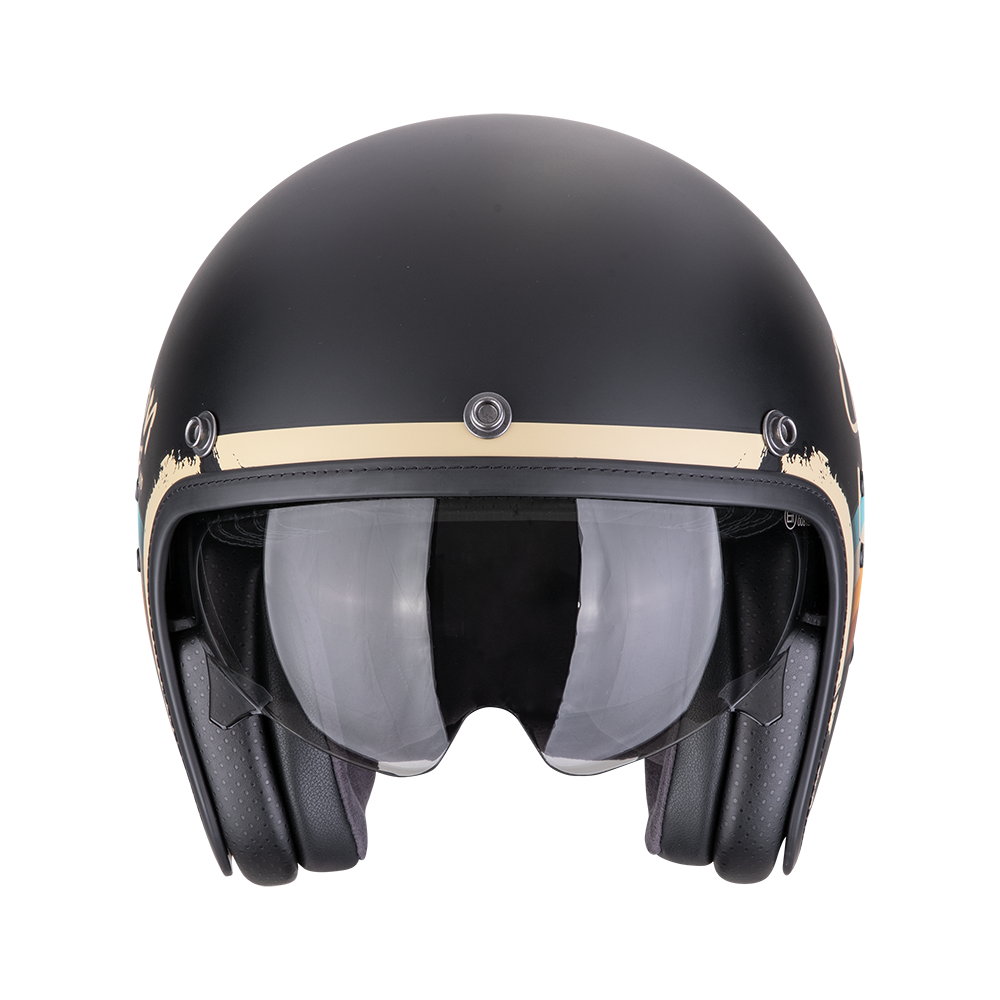 Casco Moto Jet Vintage SCORPION BELFAST EVO ADONIS Nero Beige Opaco