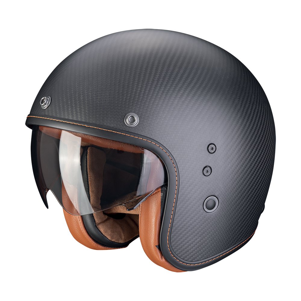 Casco Moto Jet Vintage SCORPION BELFAST EVO CARBON Nero Opaco
