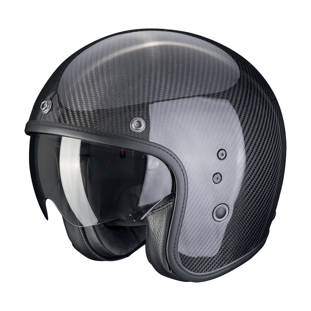 Casco Moto Jet Vintage SCORPION BELFAST EVO CARBON SOLID Nero Lucido