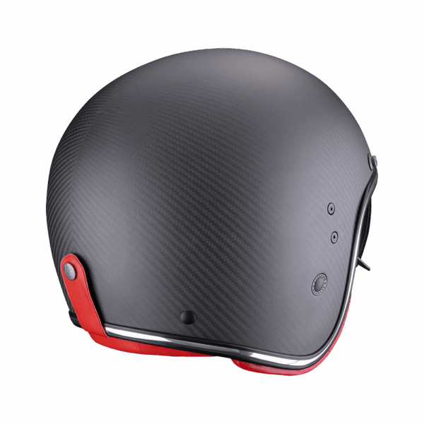 Casco Moto Jet Vintage SCORPION BELFAST EVO CARBON SOLID Nero Rosso Opaco