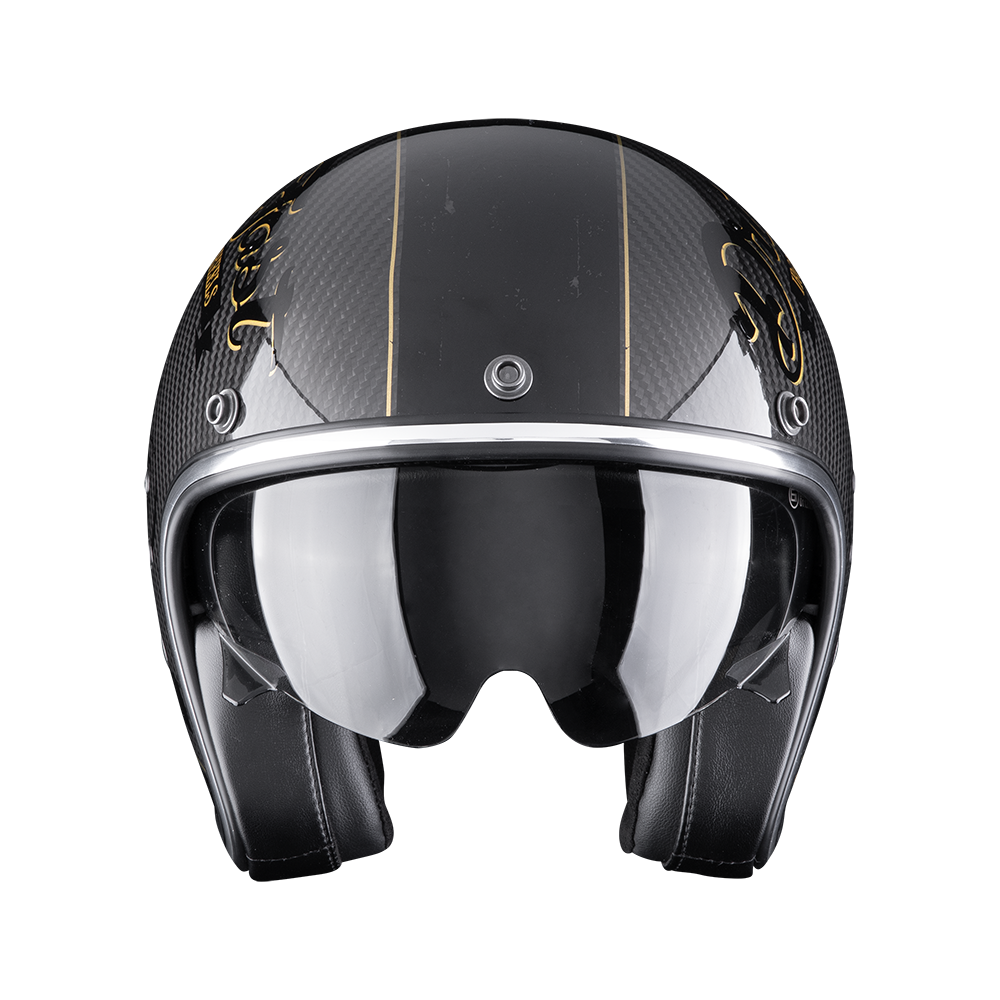 Casco Moto Jet Vintage SCORPION BELFAST EVO CARBON ZIPPY Nero Oro