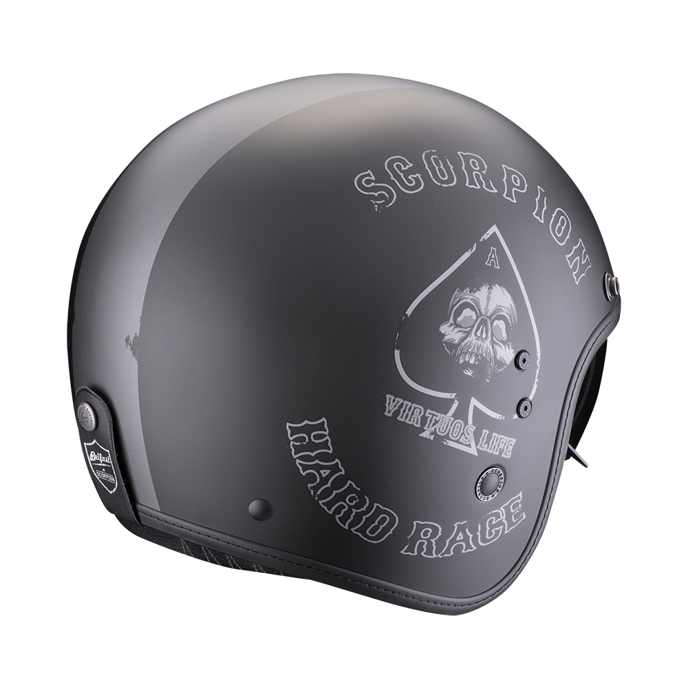 Casco Moto Jet Vintage SCORPION BELFAST EVO SPADE Nero Argento Opaco