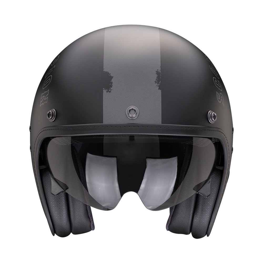 Casco Moto Jet Vintage SCORPION BELFAST EVO SPADE Nero Argento Opaco