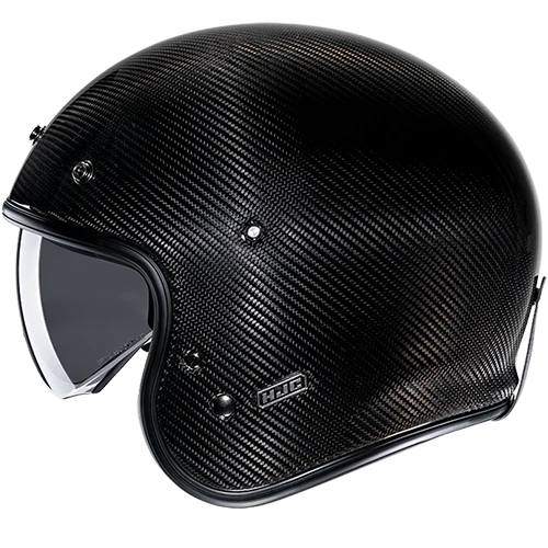 Casco Moto Jet Vintage V31 CARBON BLACK Nero Lucido