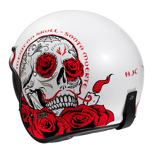Casco Moto Jet Vintage V31 DESTO MC1 Bianco Rosso Lucido