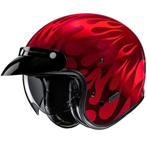 Casco Moto Jet Vintage V31 FIRO MC1 Rosso Metallizzato Lucido