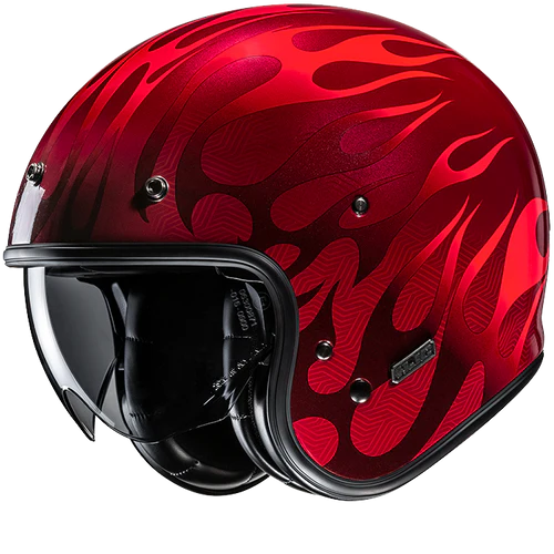 Casco Moto Jet Vintage V31 FIRO MC1 Rosso Metallizzato Lucido